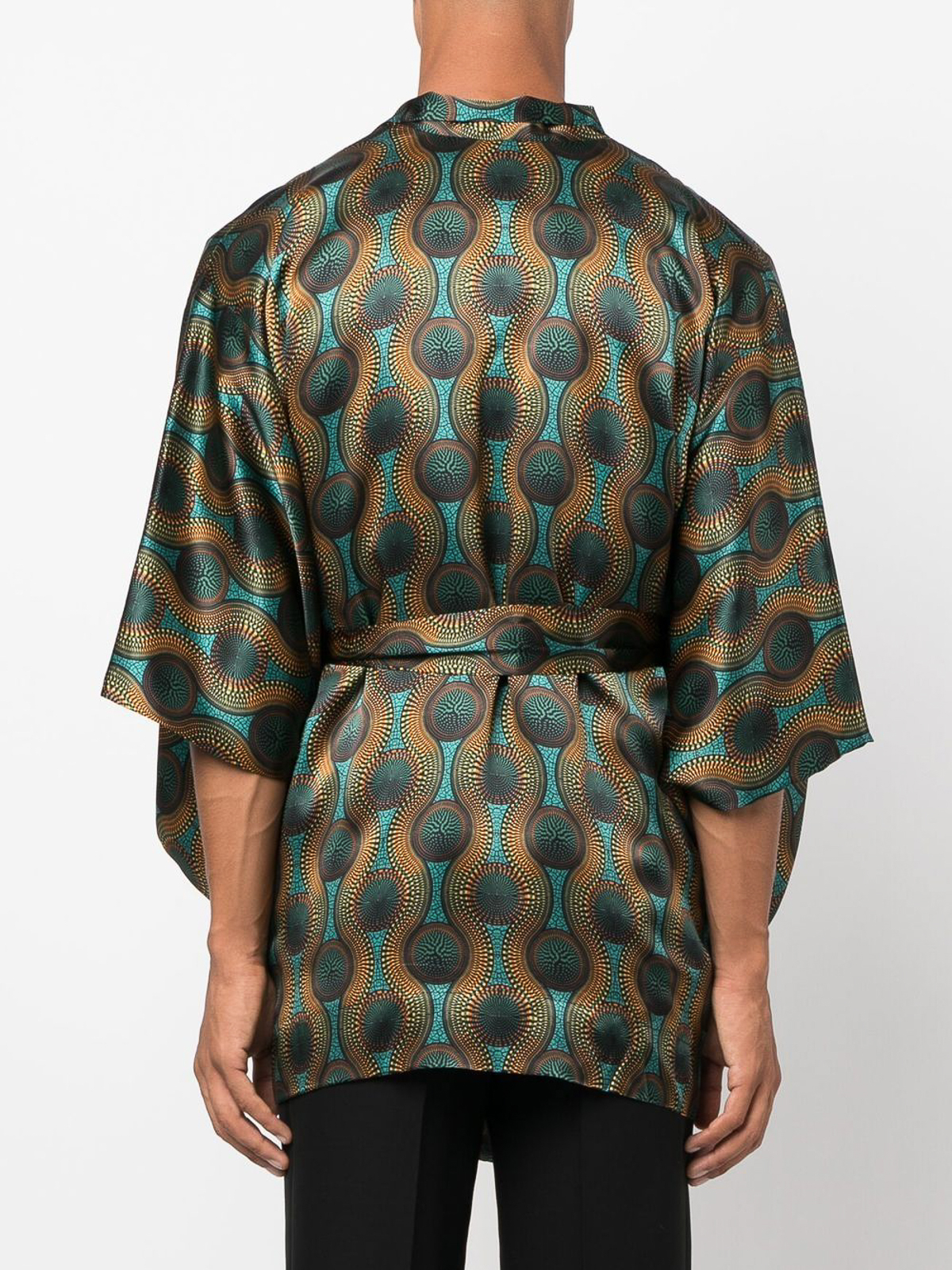 Shop Ozwald Boateng Printed Silk Short Kimono In Orange