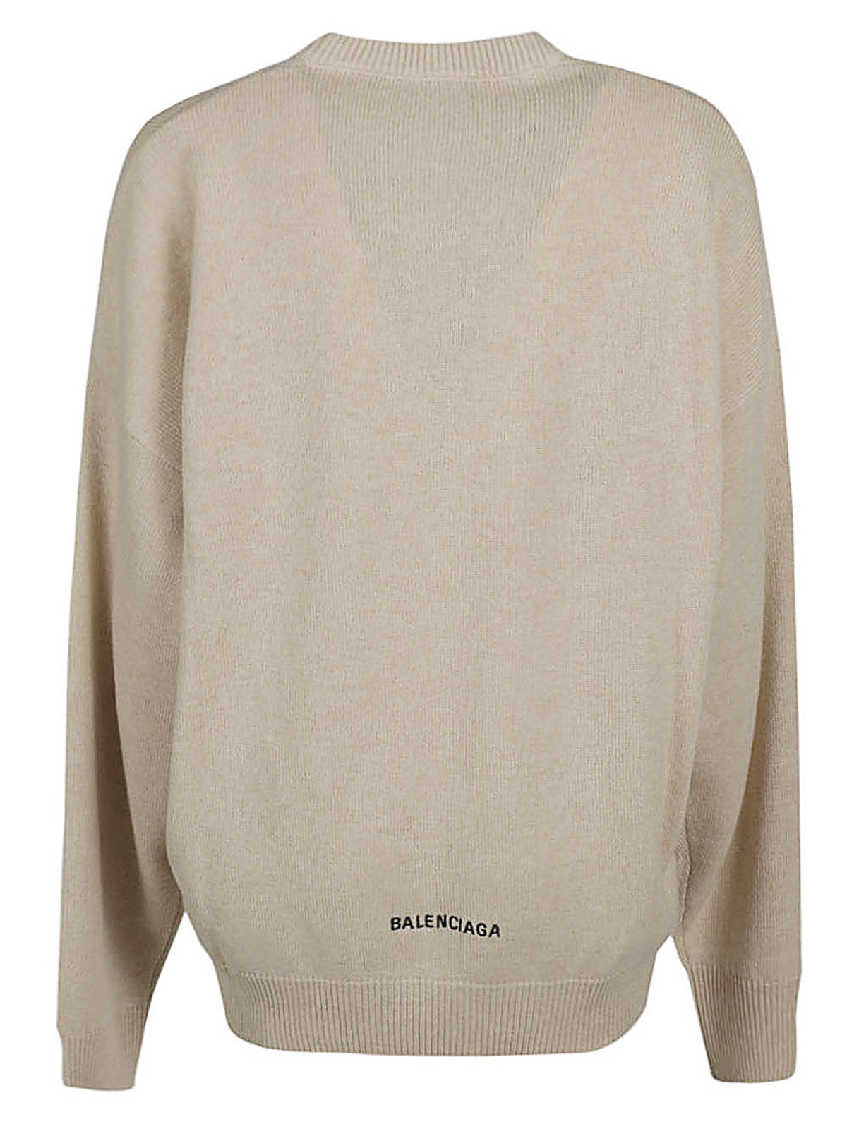 Shop Balenciaga Cashmere Crewneck Sweater In Beige