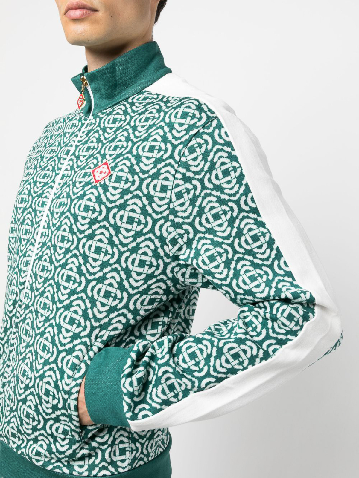 CASABLANCA Sweatshirts Men, Monogram track jacket Green