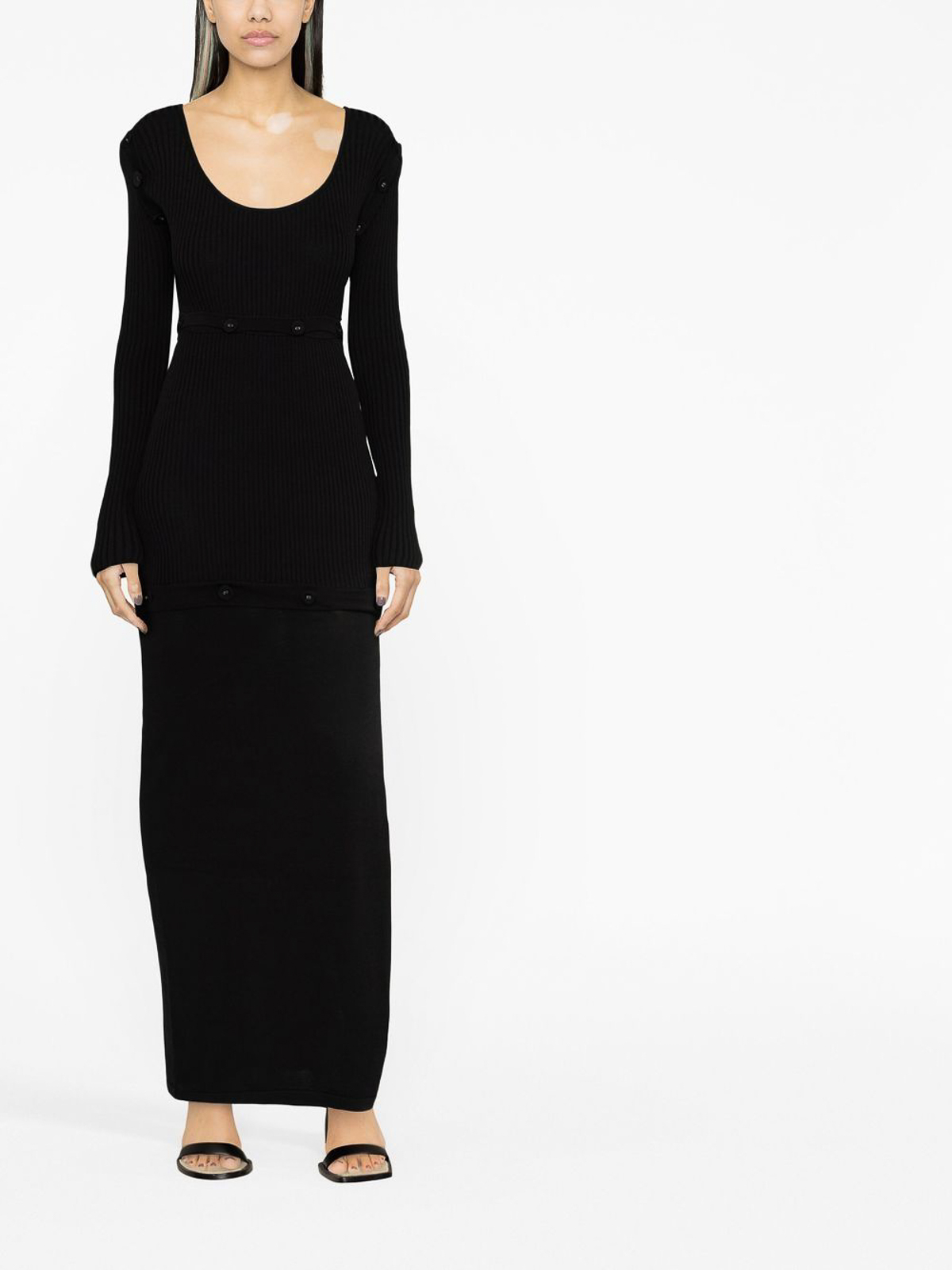 Shop Christopher Esber Wool Midi Dress In Black