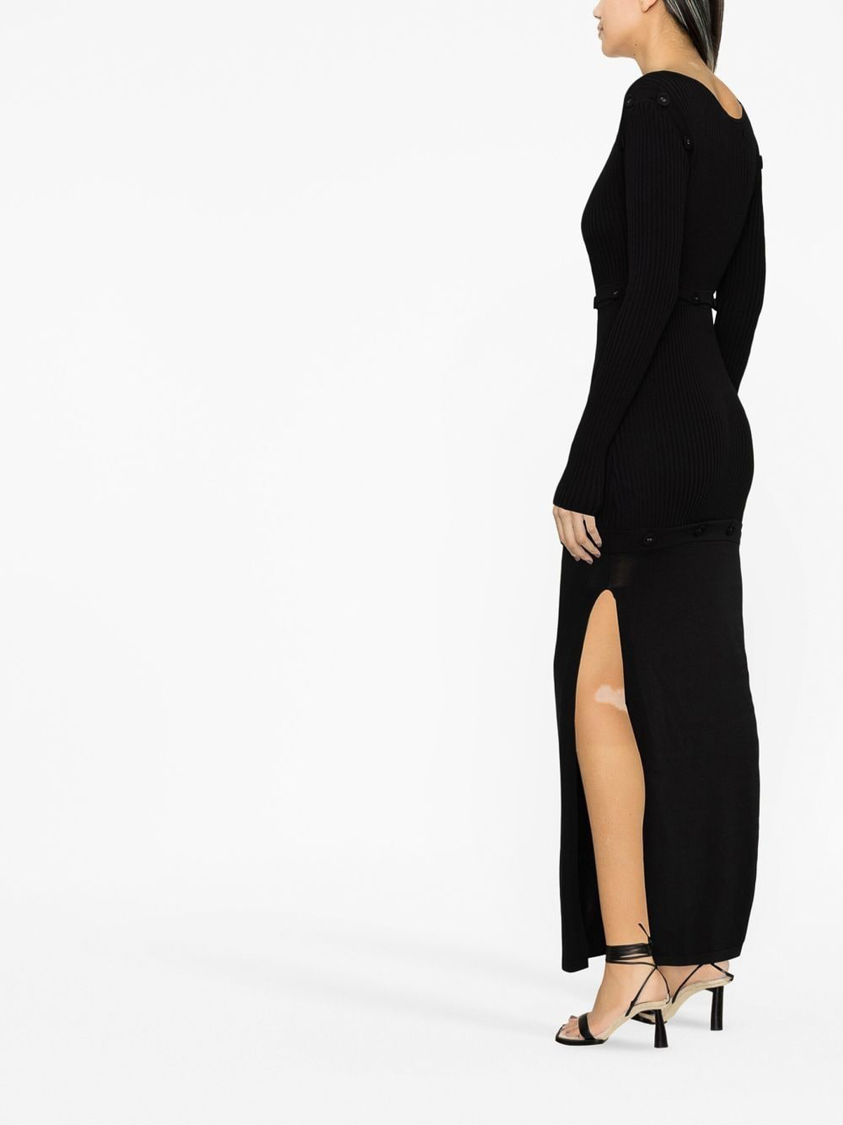 Shop Christopher Esber Wool Midi Dress In Black