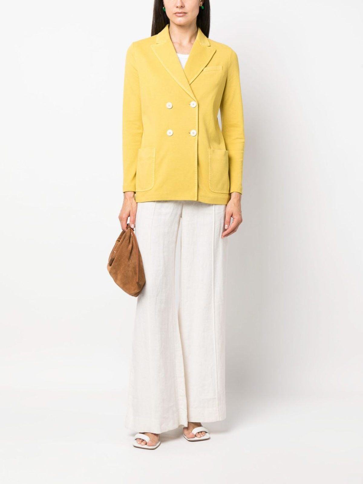 Shop Circolo 1901 Double Breasted Jacket In Yellow