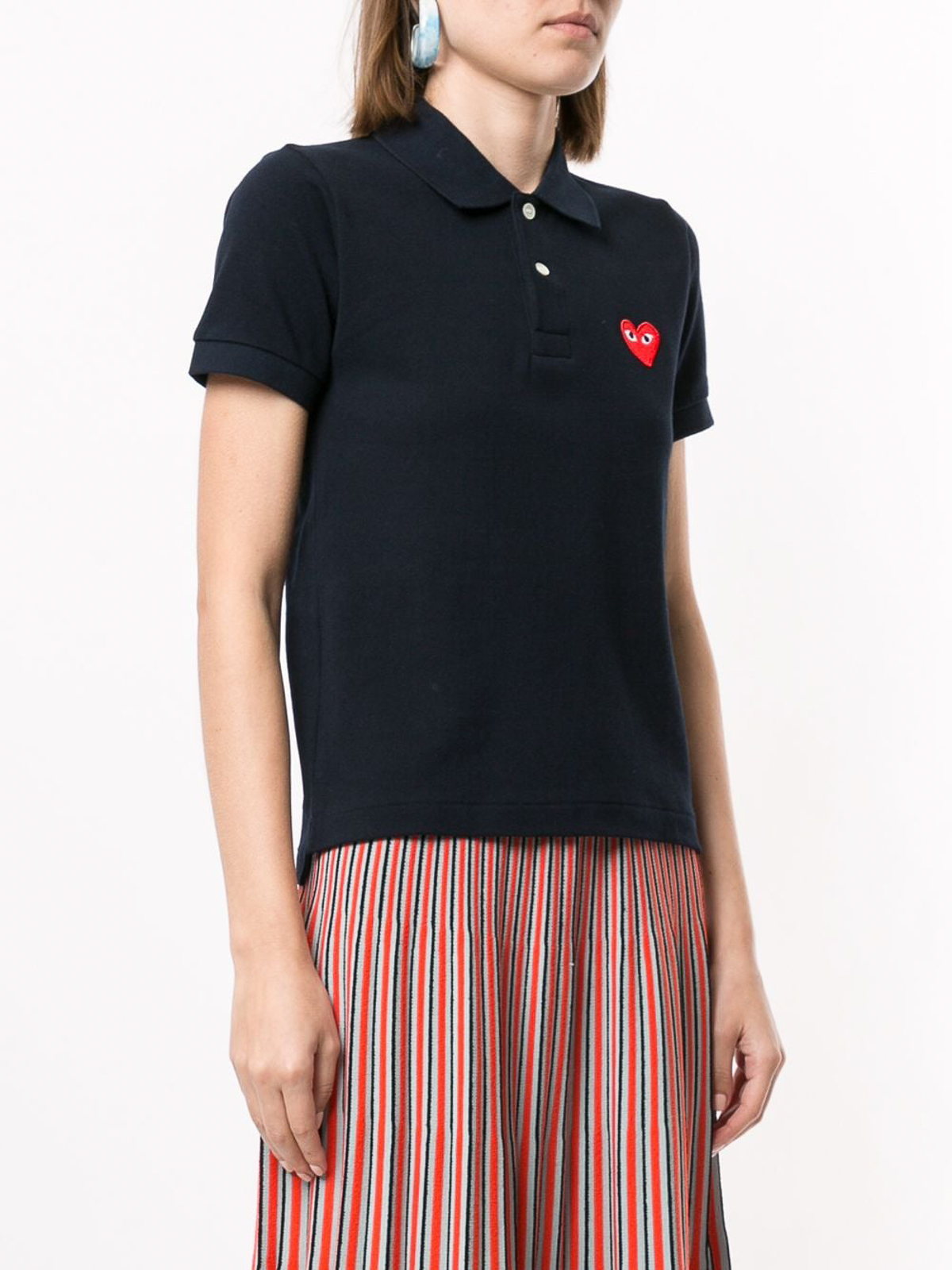 Shop Comme Des Garçons Logo Cotton Polo Shirt In Black