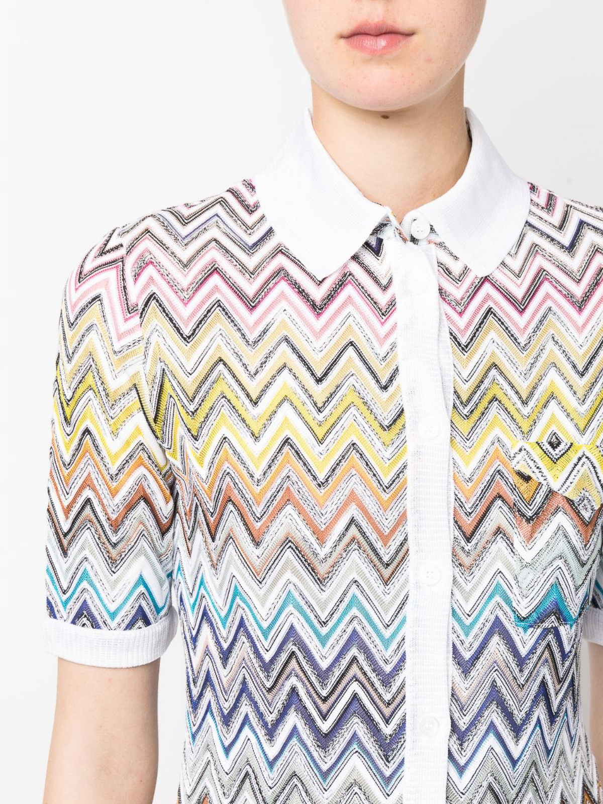 Tシャツ・カットソー MISSONI Woman Polo Shirt Multicolor DS24WN0DBK038J SM9EZ Missoni Women's Towelling Stripe Crop Polo Shirt in Multi