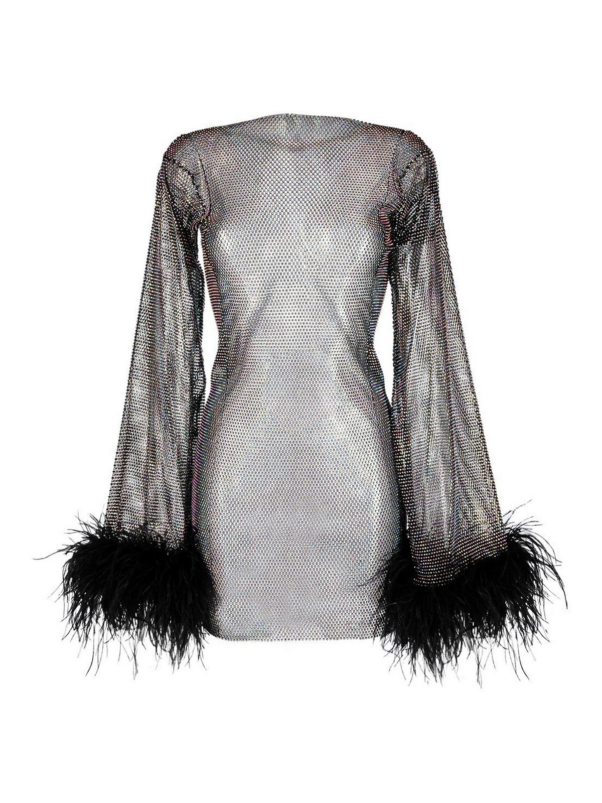 Santa Brands Rhinestones and feather embellished dress|DRESSFEATHERSBLACK