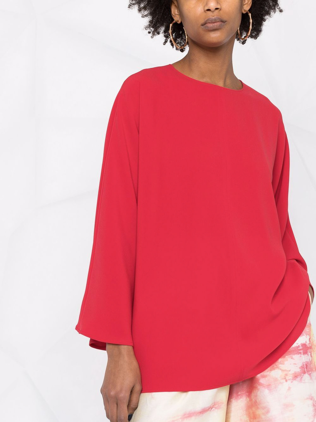 Shop Alberto Biani Wide Sleeve Blouse In Rojo
