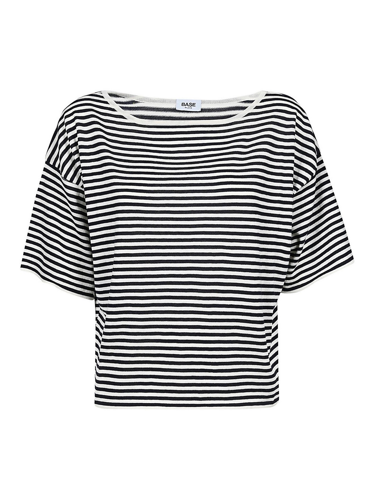Base Striped Cotton Top In Blue