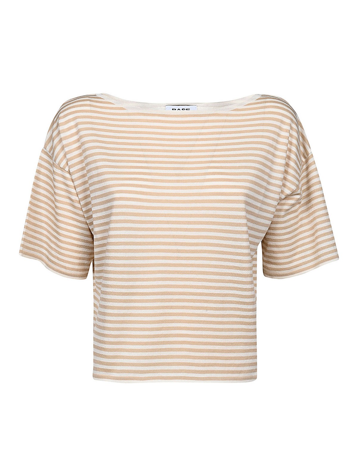 Base Striped Cotton Top In Neutral