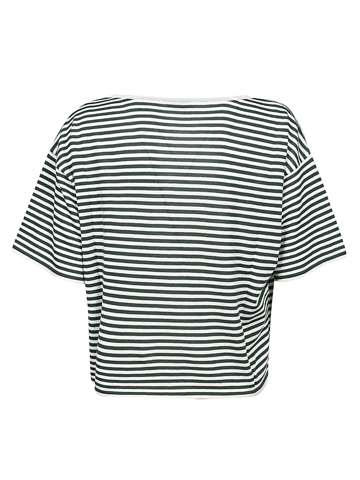 Shop Base Striped Cotton Top In Green