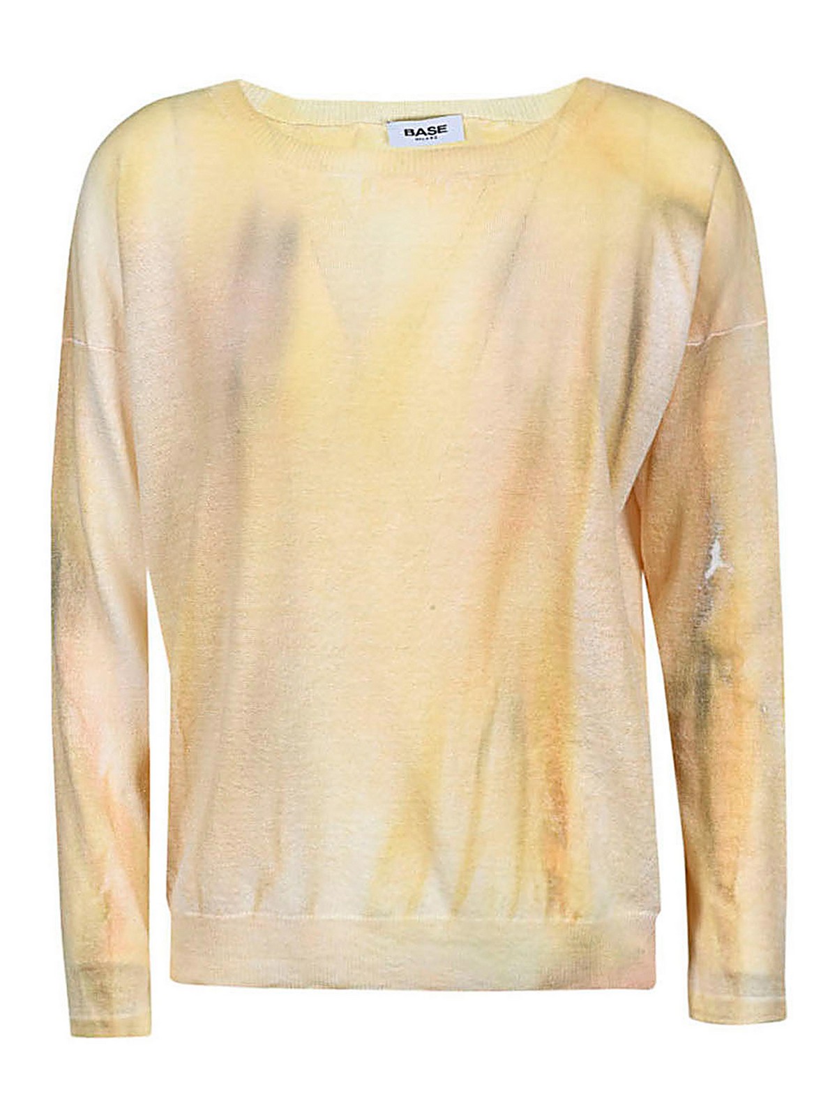 Base Cotton Blend Crewneck Sweater In Yellow