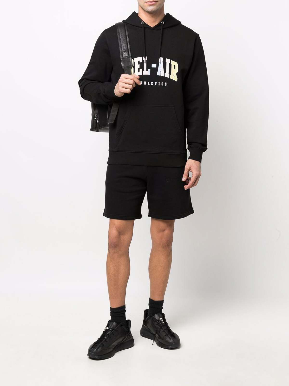 Shop Bel-air Athletics Cotton Logo Hoodie In Black