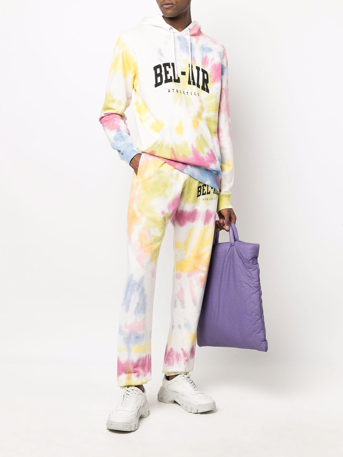 Shop Bel-air Athletics Cotton Tie-dye Logo Hoodie In Multicolour