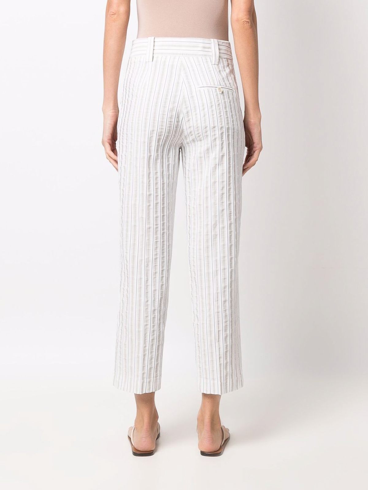 Shop Erika Cavallini Cotton Blend High Waist Trousers In Gris