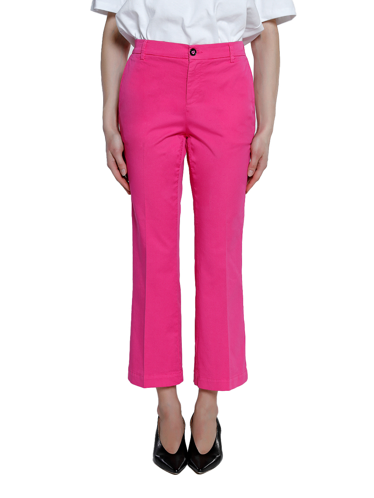 Shop I Love My Pants Cotton Cropped Flare Trousers In Multicolour