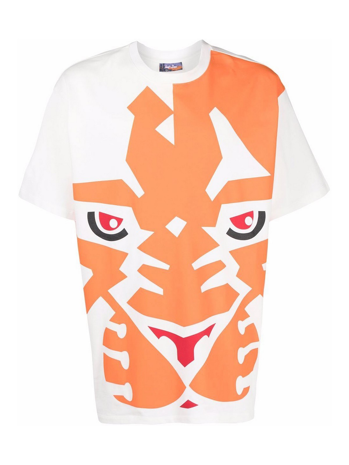 Kenzo White Cotton T-Shirt with Orange Tiger Print