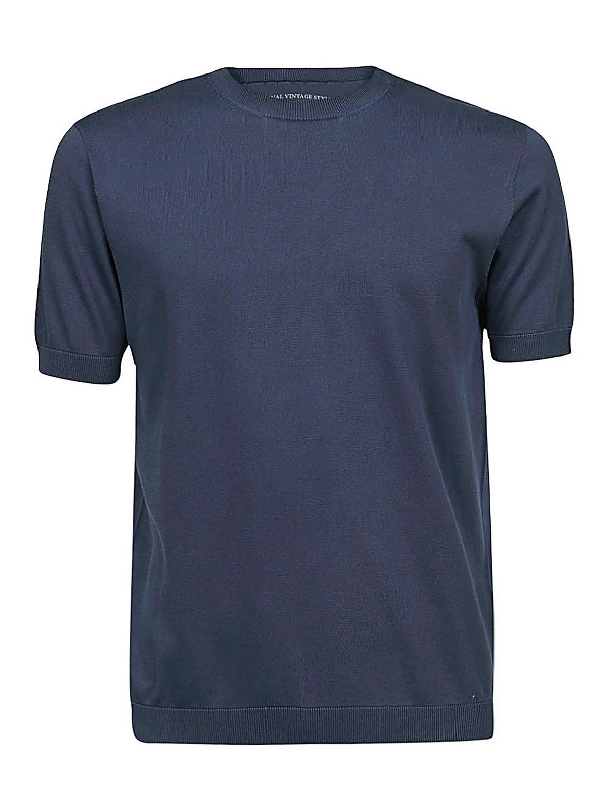 Original Vintage Style Crew Neck Cotton T-shirt In Blue