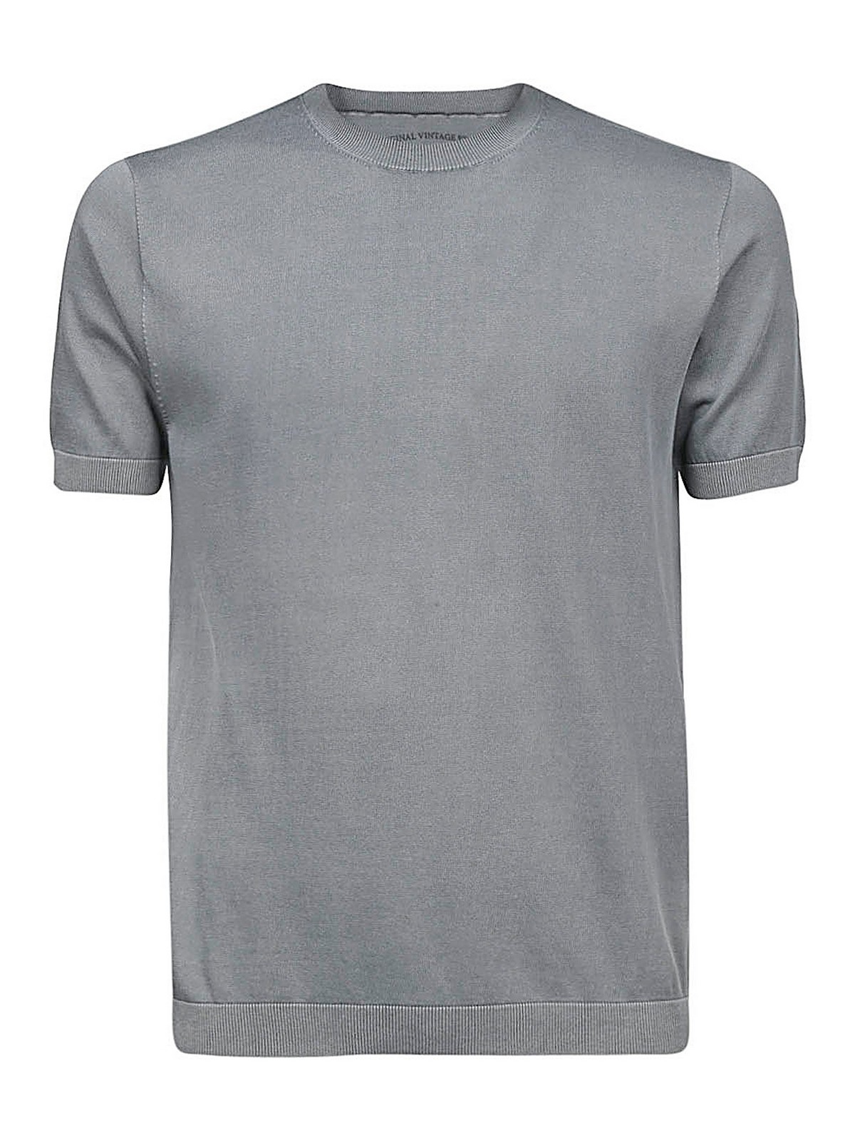 Original Vintage Style Crew Neck Cotton T-shirt In Grey