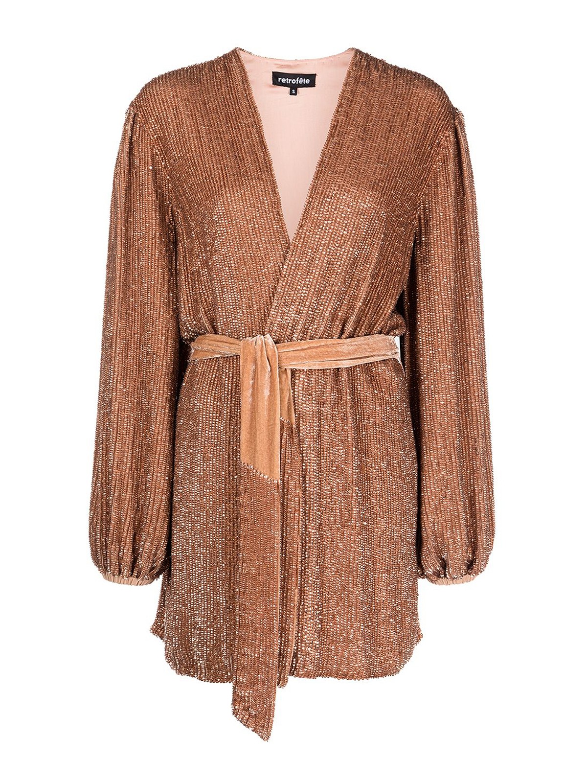 gabrielle sequin wrap dress Retrofte Gabrielle Metallic Long Sleeve Wrap Dress in Emerald Teal