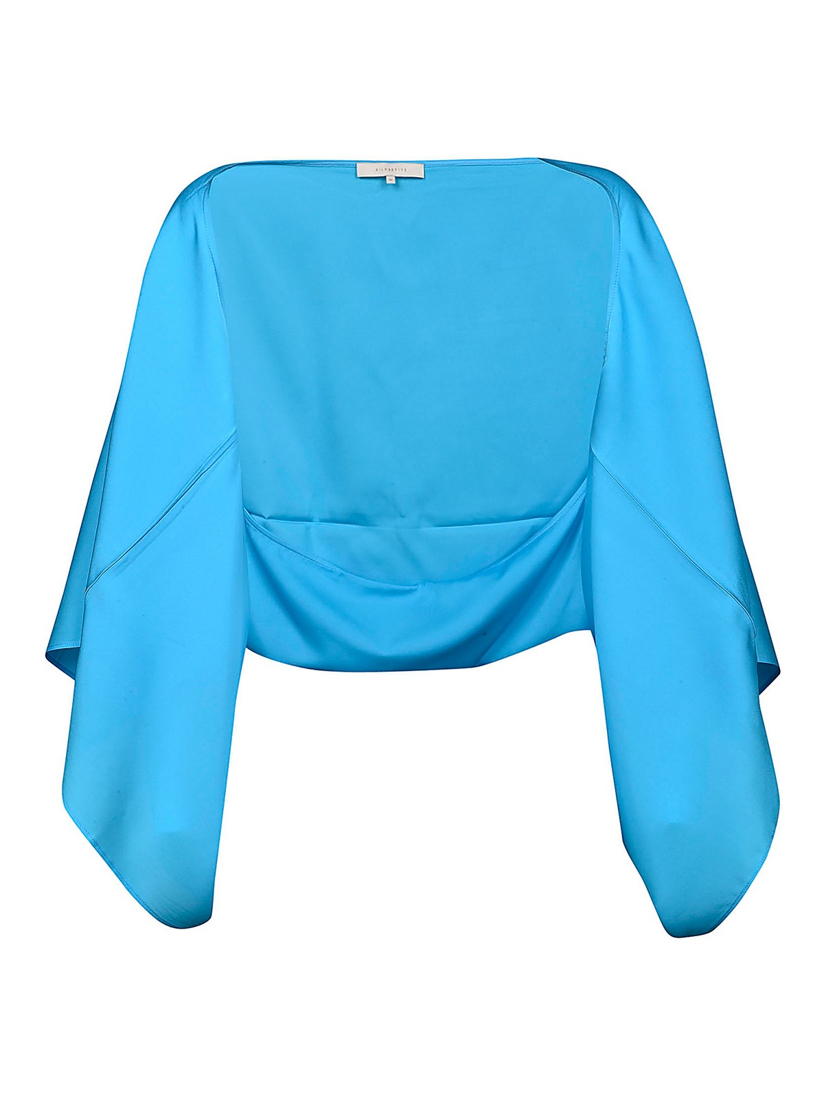 Silk95five Silk Wide Sleeve Cape In Blue