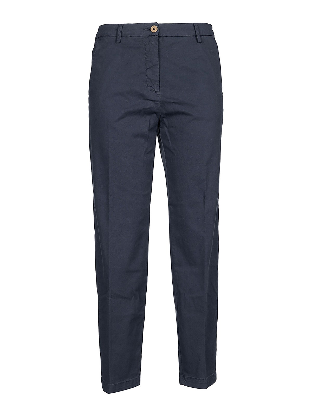 Shop Skill&genes Cotton Trousers In Blue
