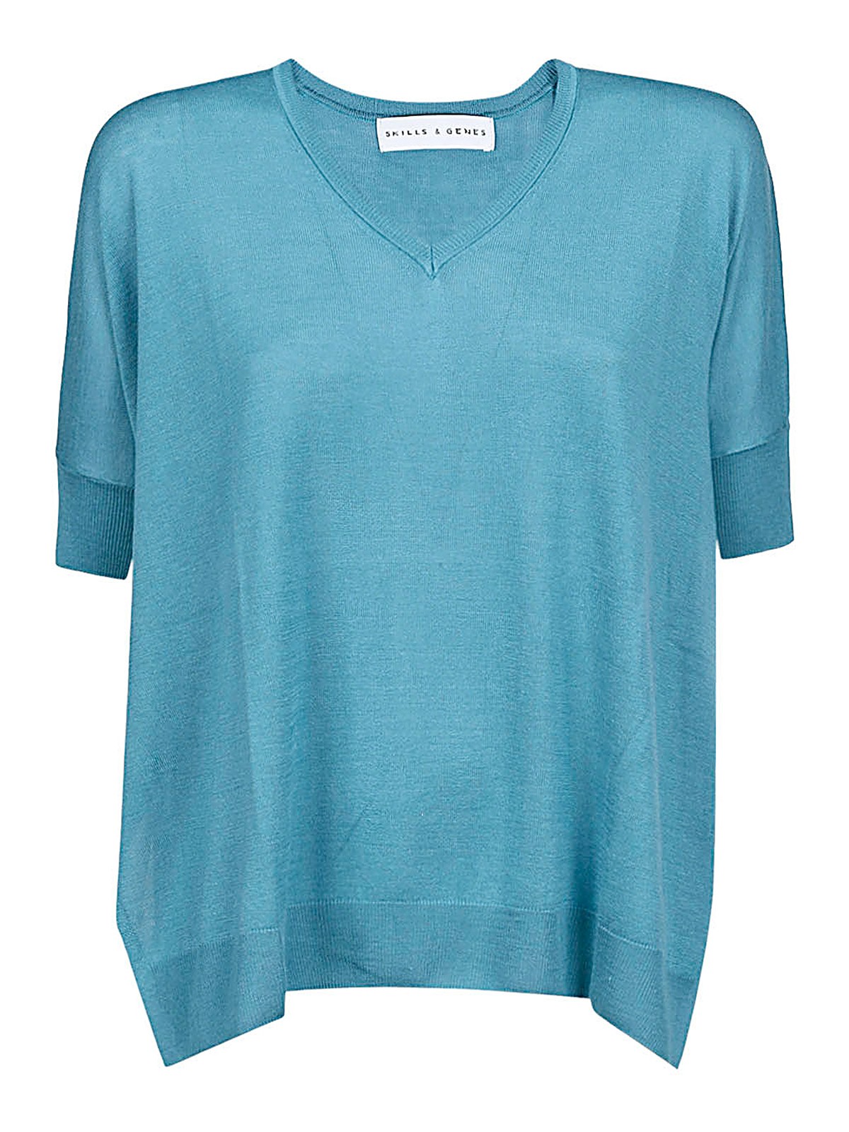 Skill&genes Oversized Cotton T-shirt In Blue