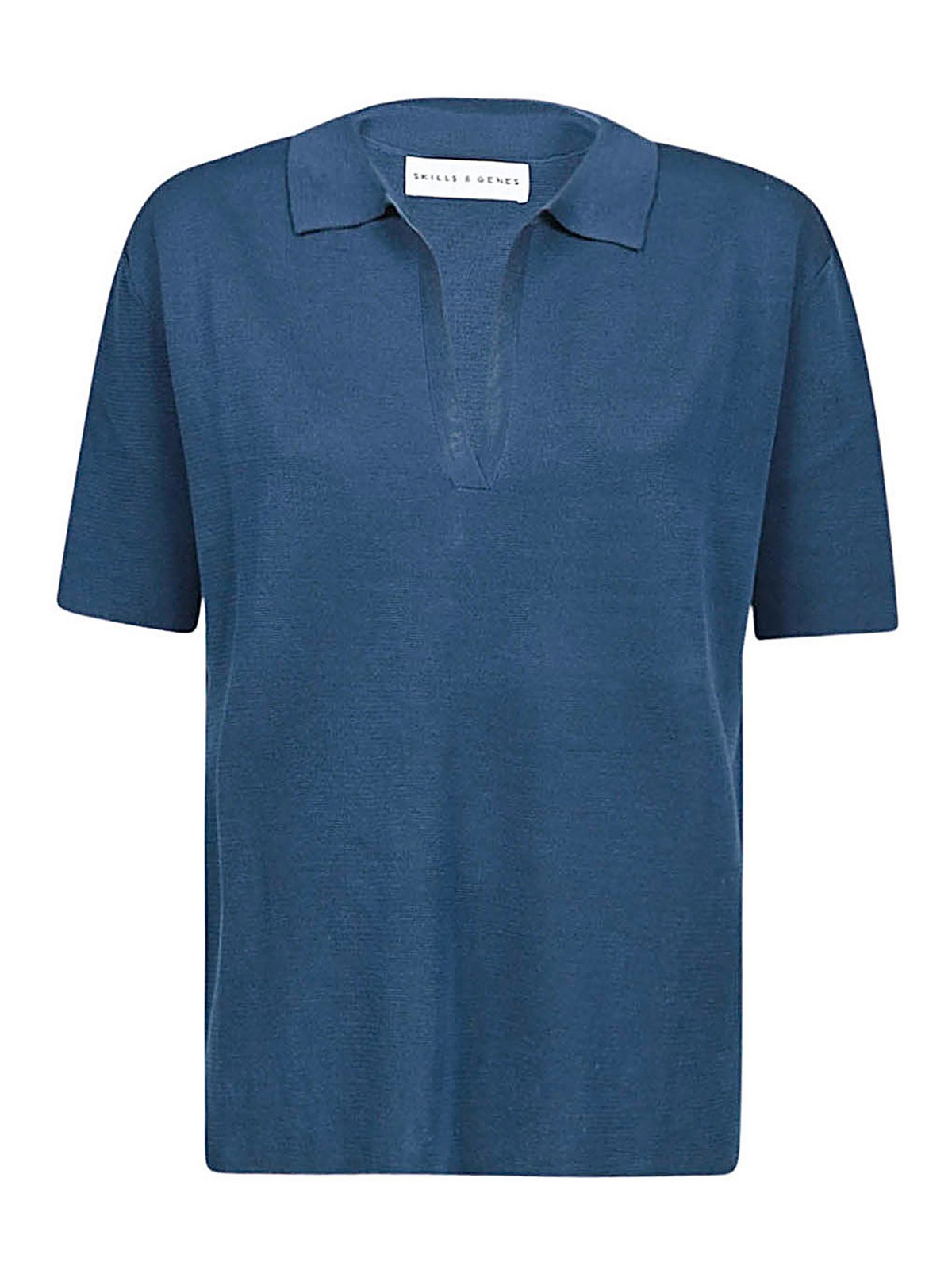 Skill&genes V-necked Polo Shirt In Blue