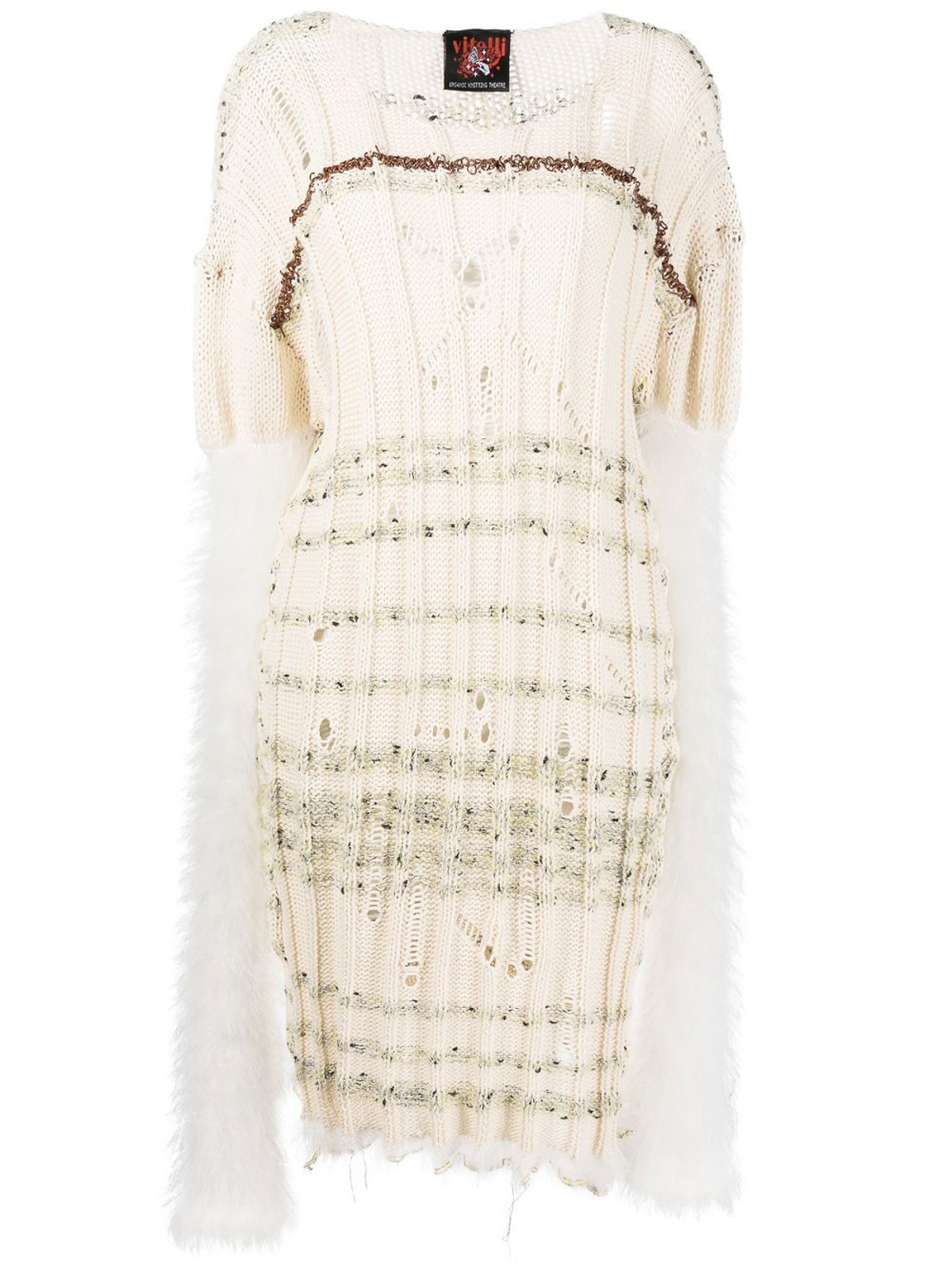 Shop Vitelli Wool Blend Dress In Blanco