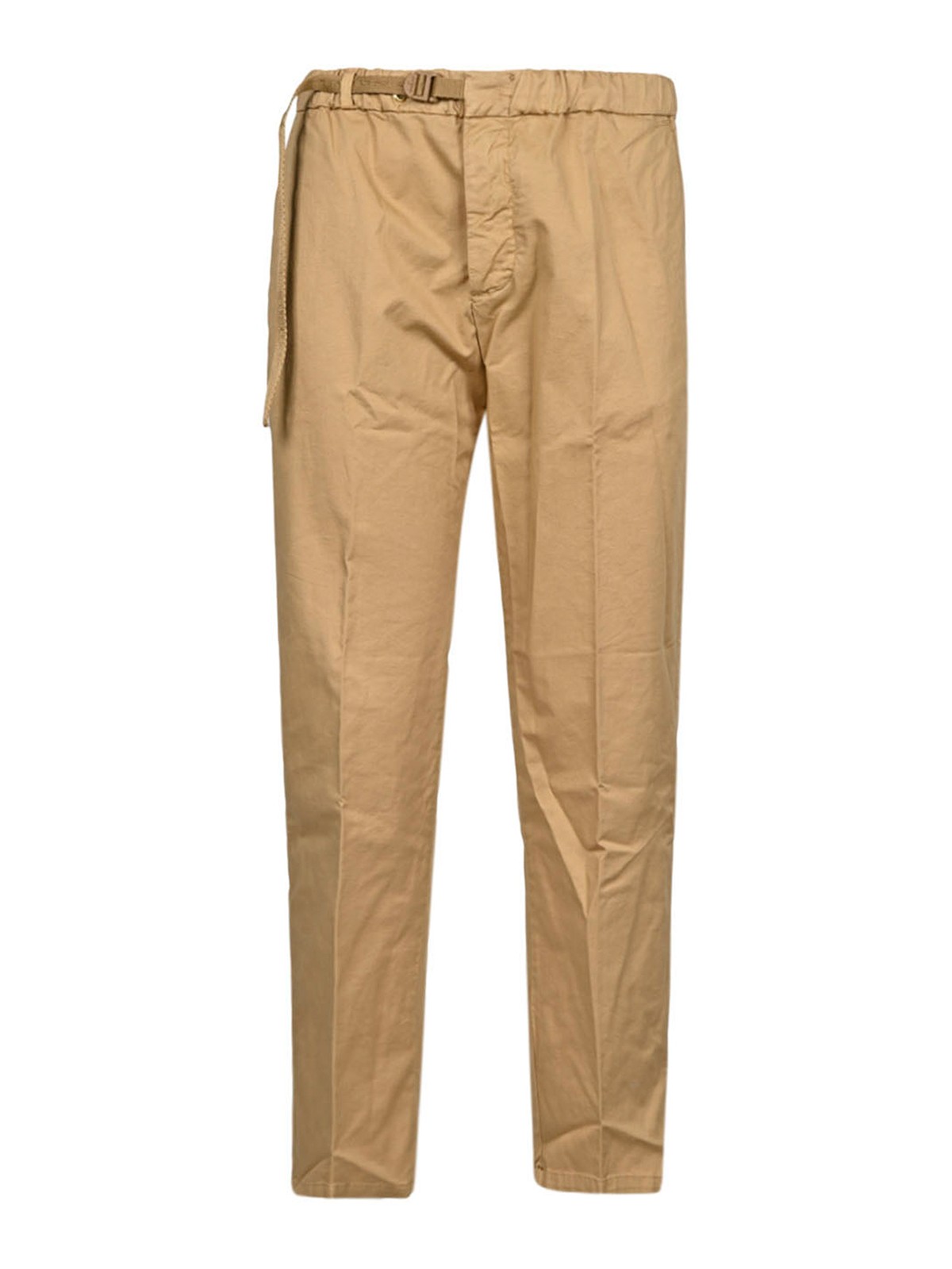 White Sand Cropped Cotton Trousers In Brown