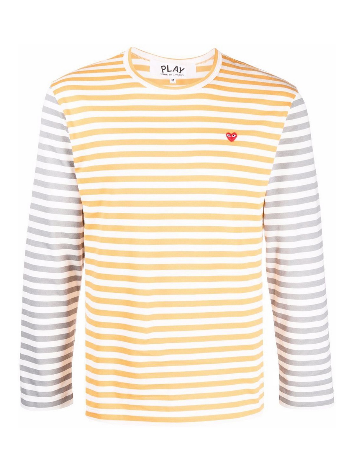 Comme Des Garçons Logo Striped Long Sleeve T-shirt In Yellow
