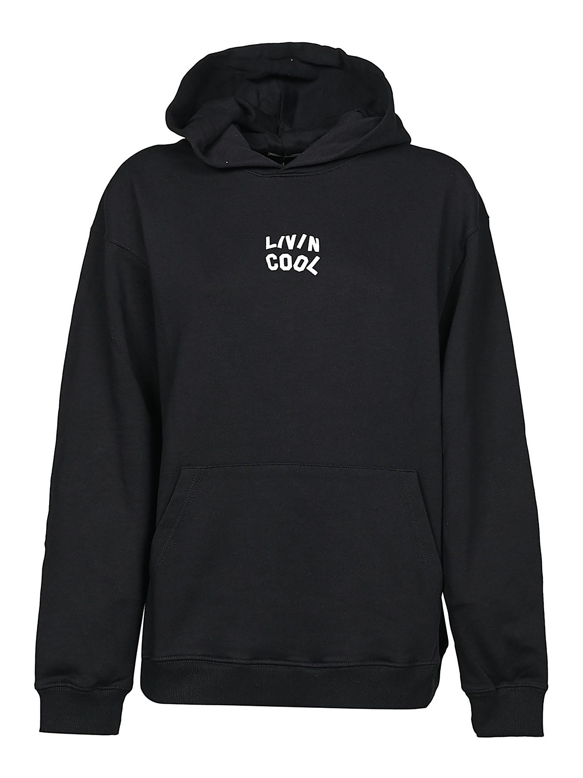 Livincool Cotton Oversized Logo Hoodie In Black