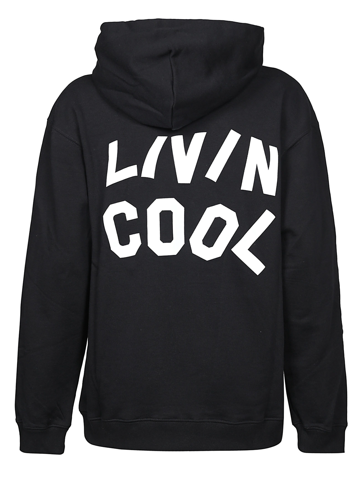 Shop Livincool Cotton Oversized Logo Hoodie In Black