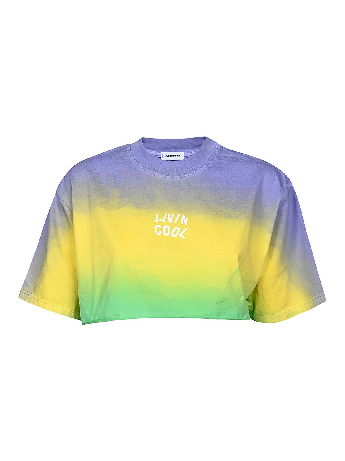Livincool Cotton Oversized Crop Logo T-shirt In Multicolour