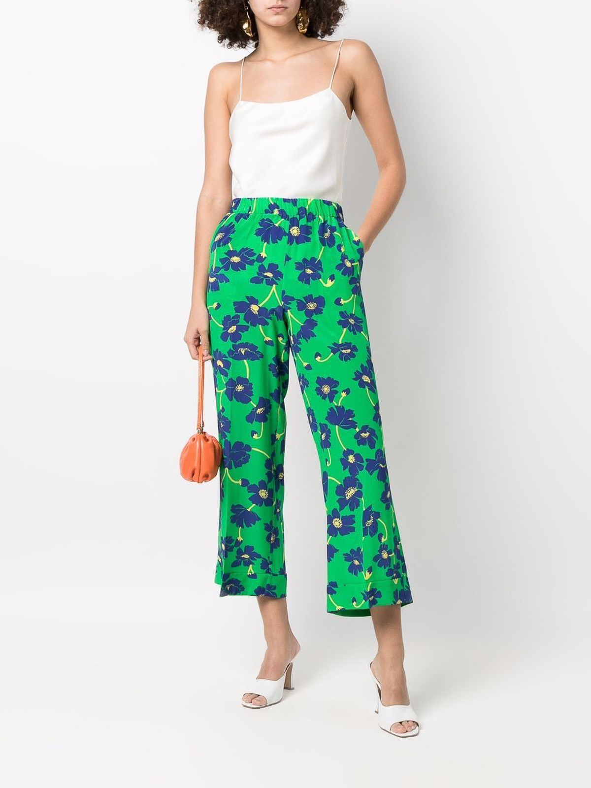Green Hearts High Waist Flare Pants Hippie Y2k Rave Love Trousers
