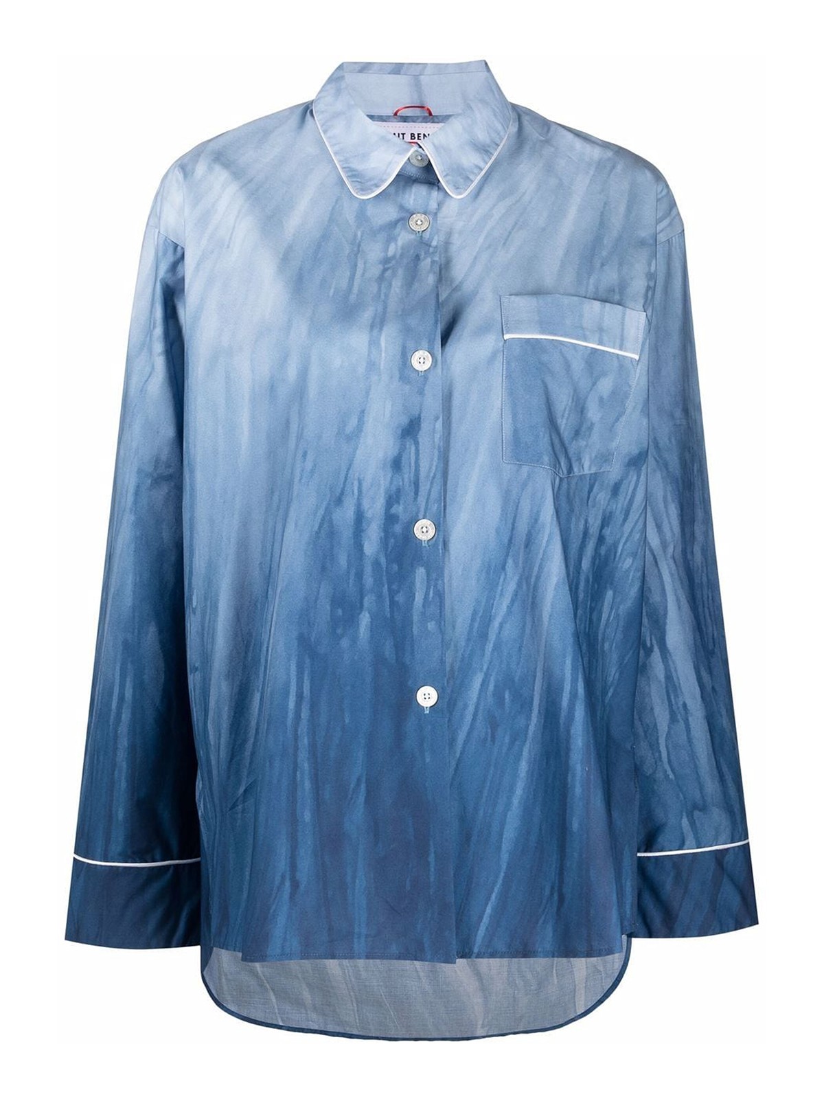 Umit Benan Jean Die-dye Print Cotton Shirt In Azul