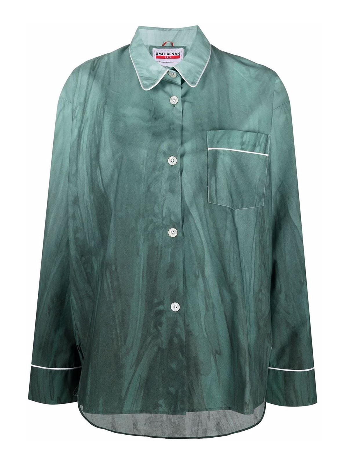 Umit Benan Jean Die-dye Print Cotton Shirt In Verde