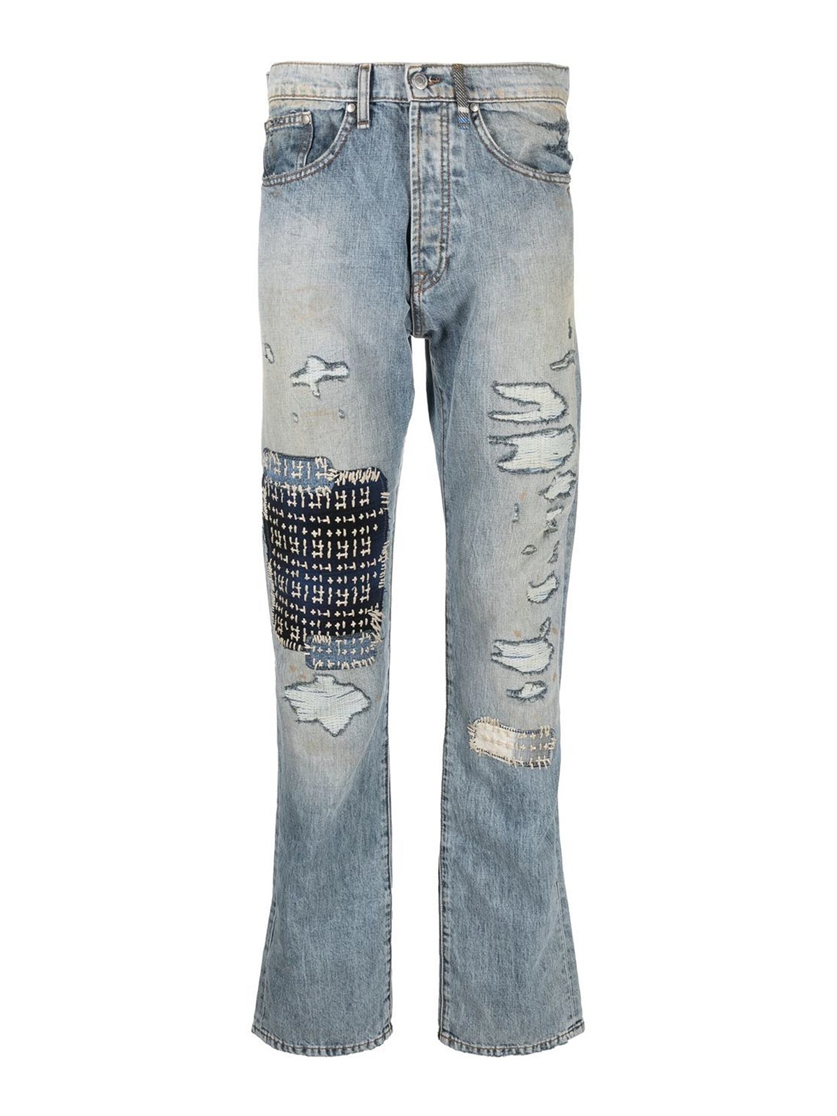 Shop Alchemist Faded-effect Tears Denim Jeans