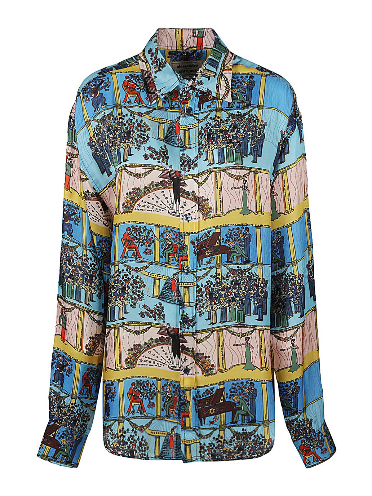 Shop Alessandro Enriquez Printed Silk Blend Shirt In Multicolour