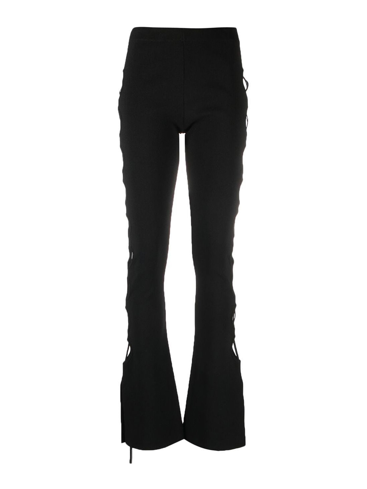 Shop Andreädamo Stretch Knit Cut-out Flared Trousers In Negro