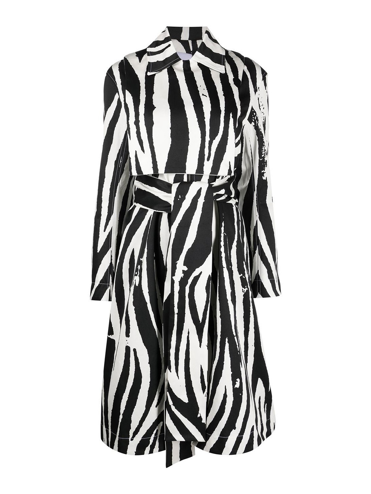 Shop Az Factory Zebra Print Coat In Black
