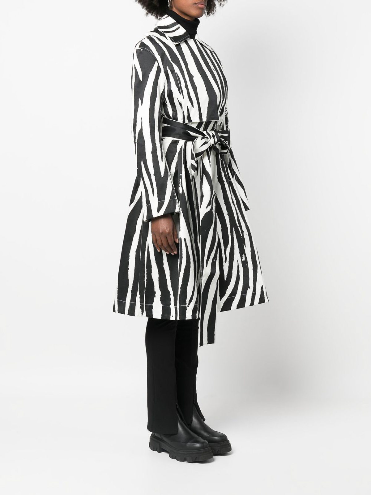 Shop Az Factory Zebra Print Coat In Black