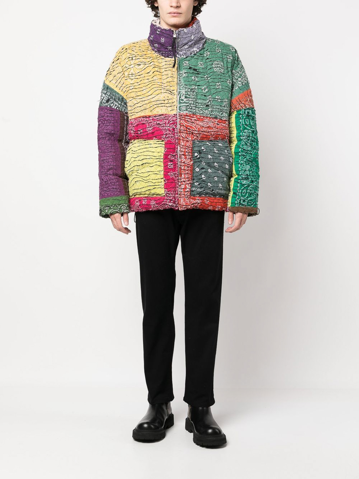 Shop Children Of The Discordance Bandana Print Down Jacket In Multicolour