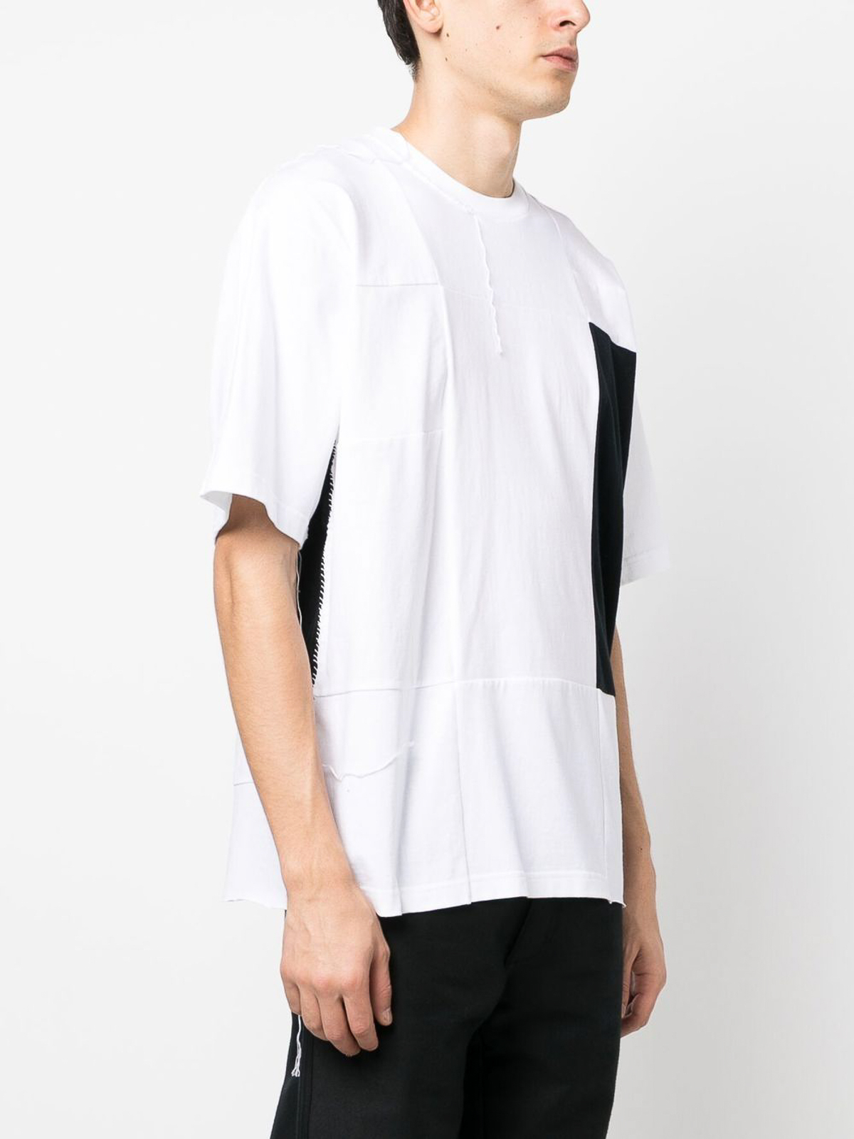 Shop Children Of The Discordance Cotton Patchwork T-shirt In White