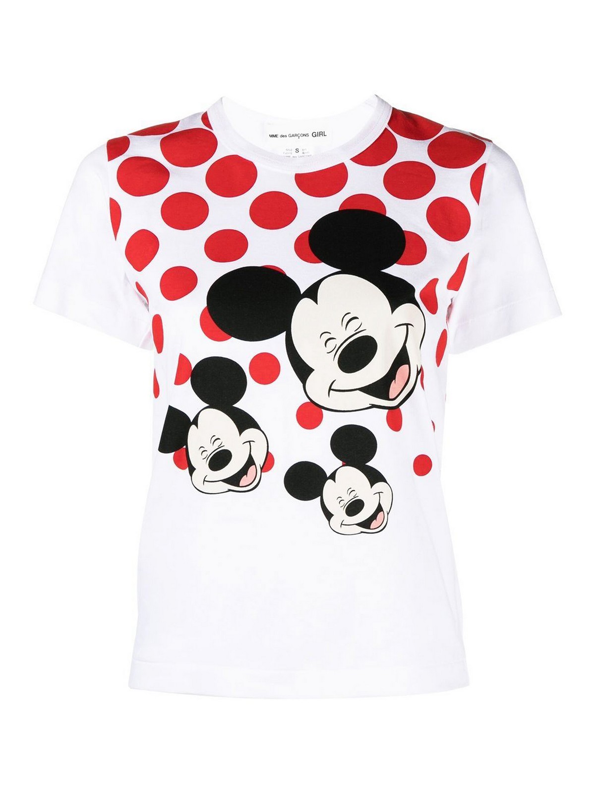 Comme Des Garçons Mickie Mouse Print Cotton T-shirt In White