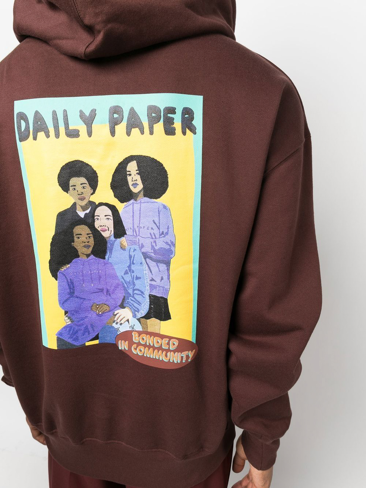 Shop Daily Paper Logo Cotton Hoodie In Brown