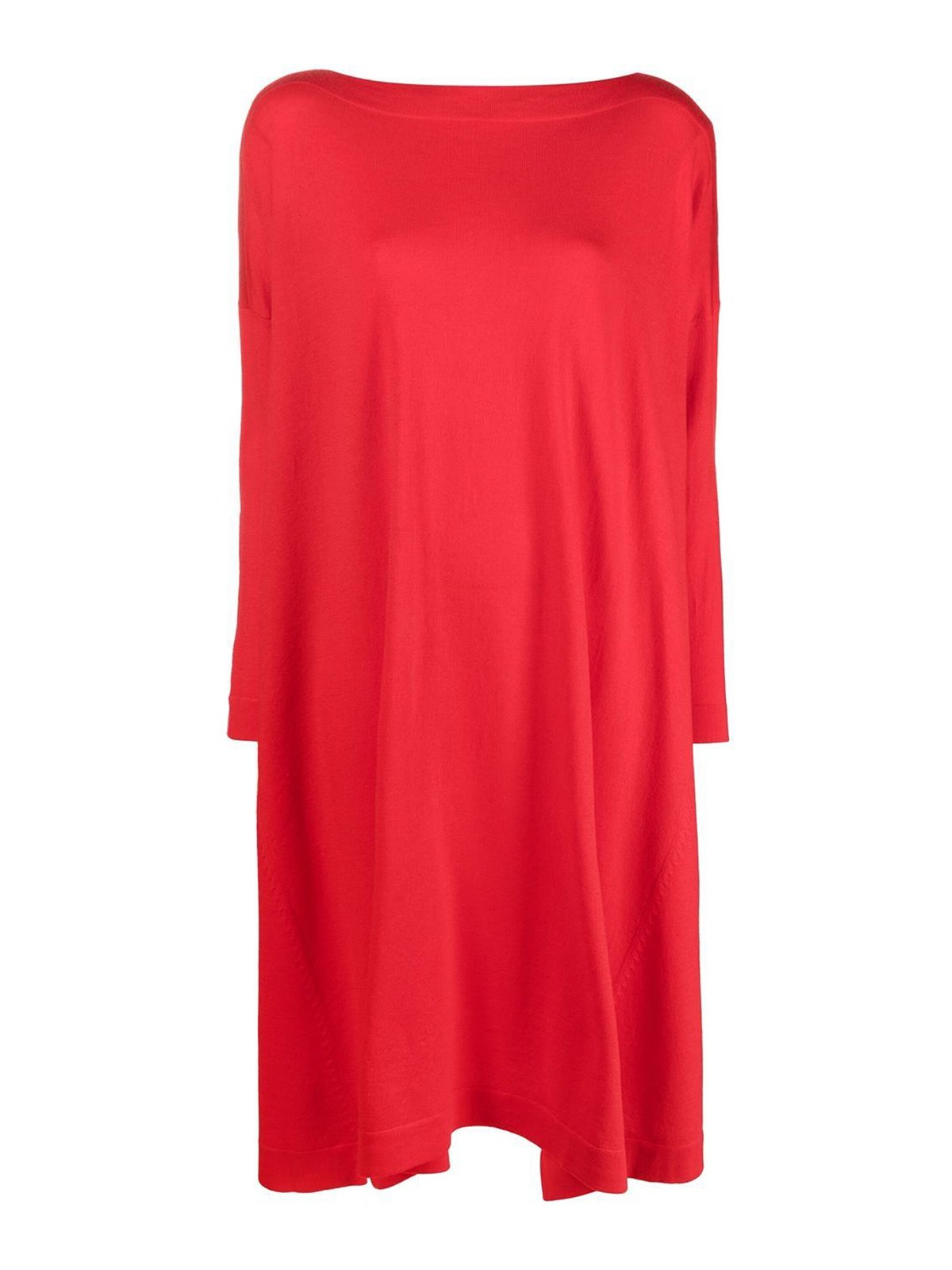 Shop Daniela Gregis Flared Knitted Dress In Red