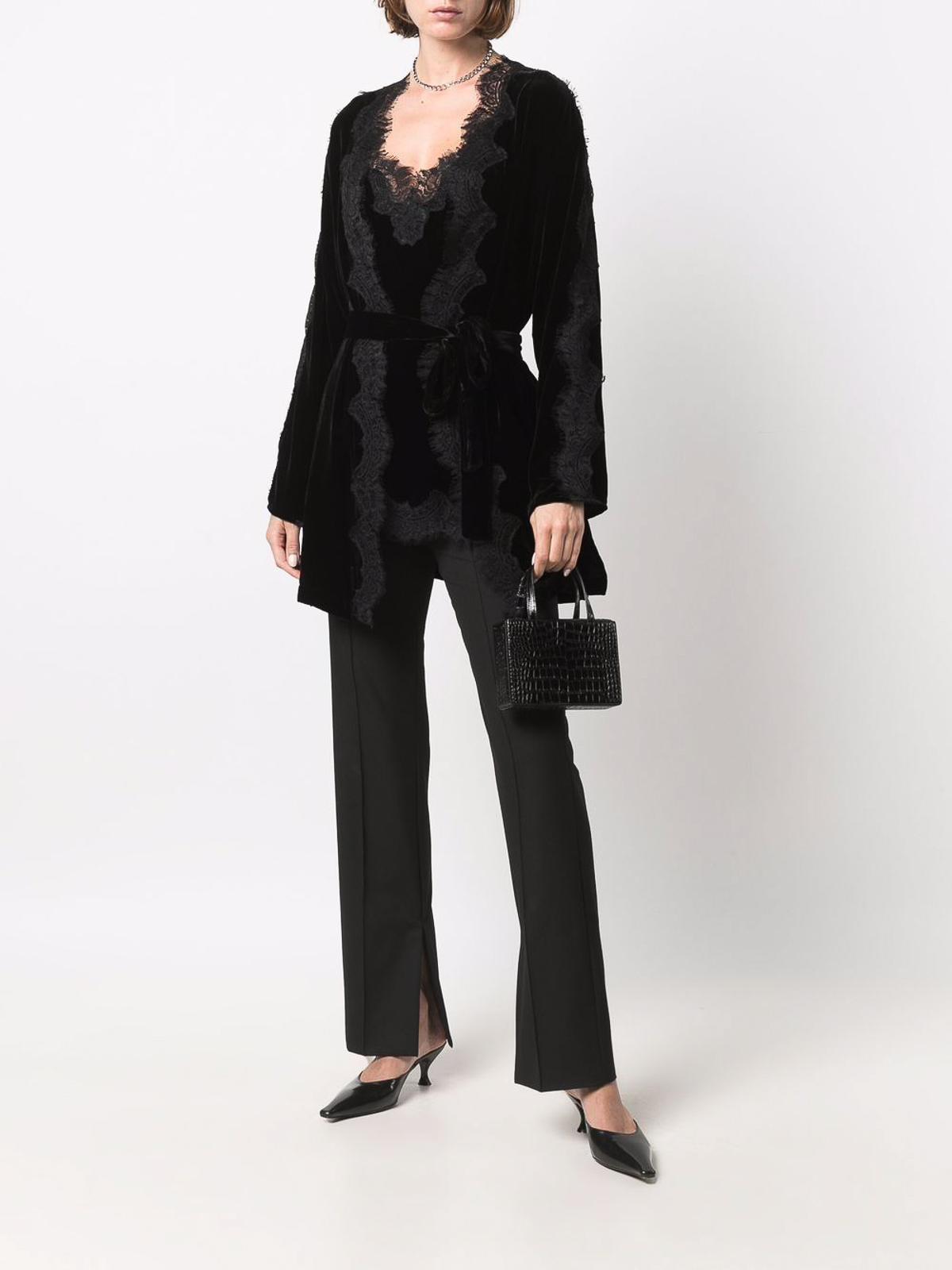 Shop Gold Hawk Lace-trim Sleeveless Top In Black