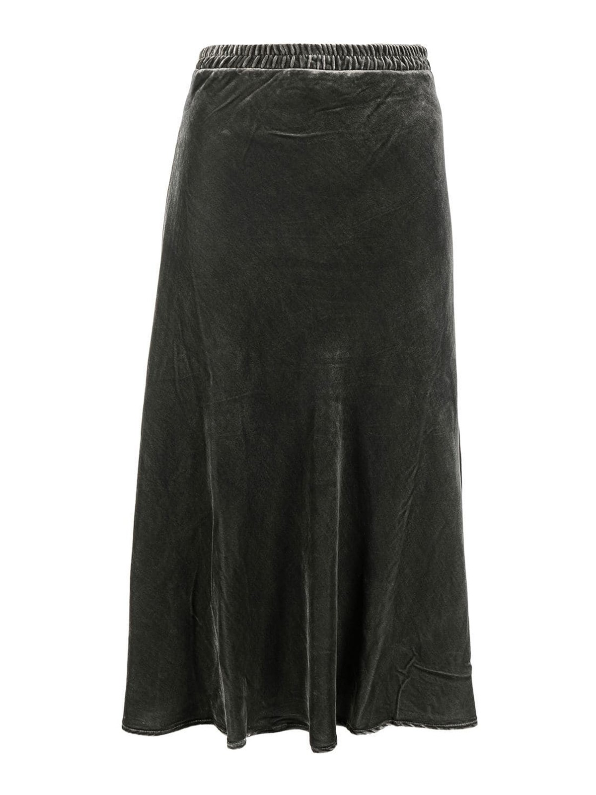Gold Hawk Velvet Flared Midi Skirt In Grey