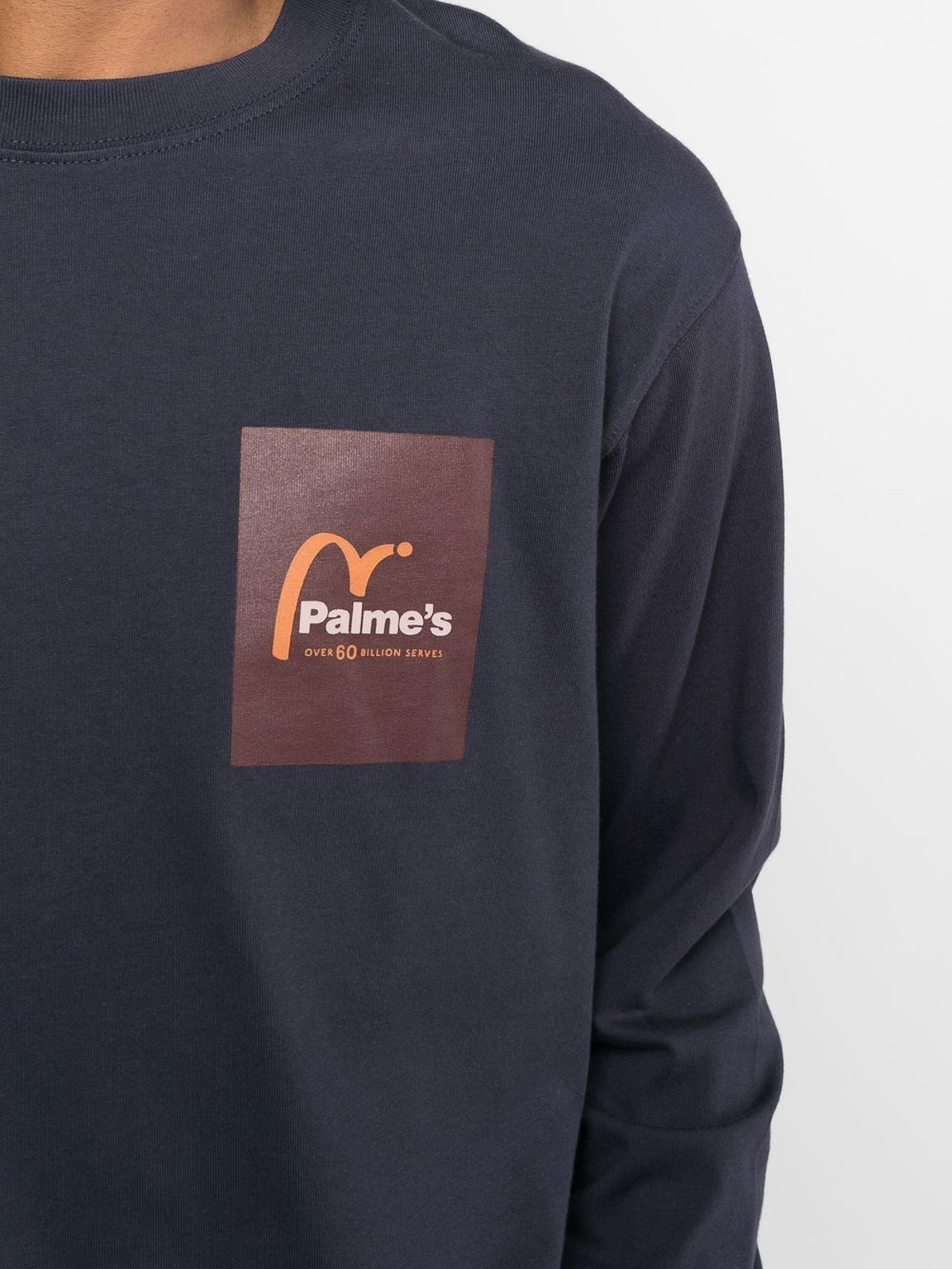 Shop Palmes Logo Long-sleeve Organic Cotton T-shirt In Blue