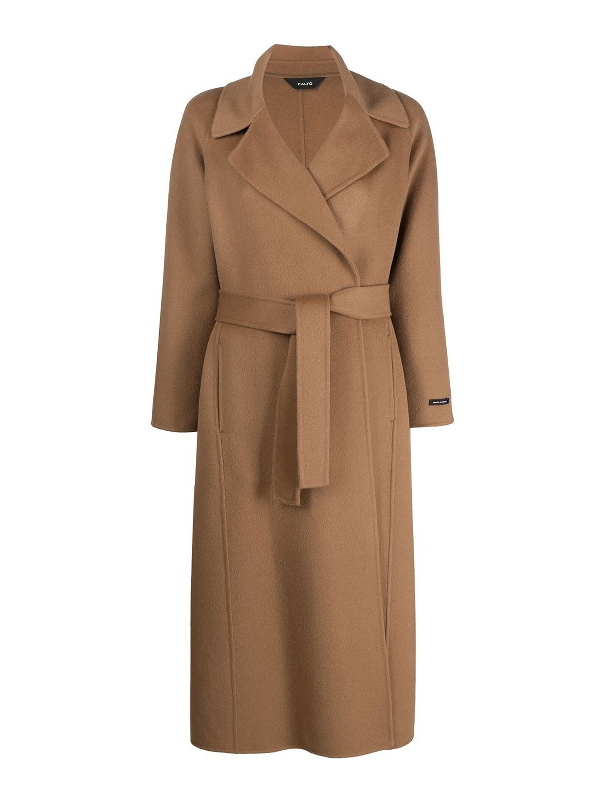 Shop Paltò Wool Blend Single Breasted Long Coat In Brown