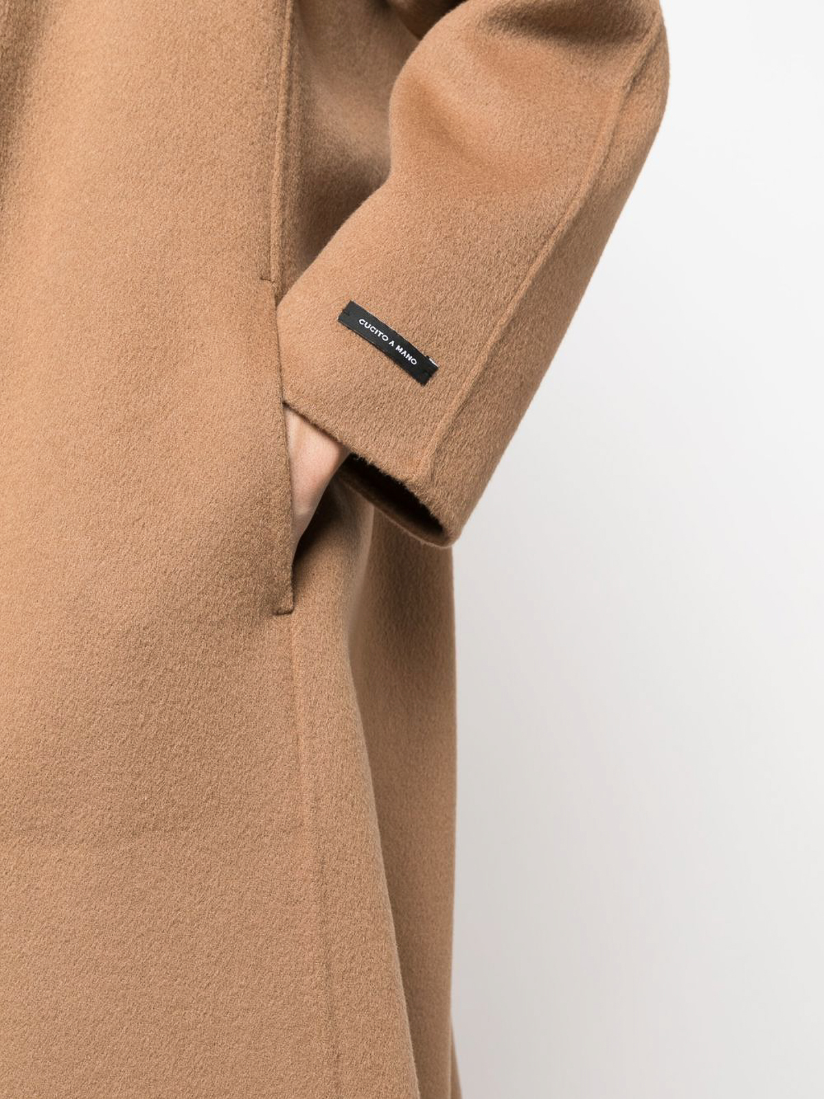 Shop Paltò Wool Blend Single Breasted Long Coat In Brown